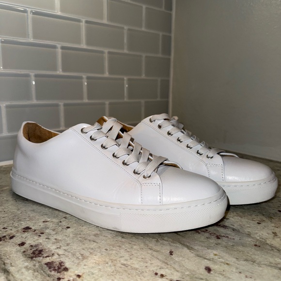 SOLD NOT FOR SALE Thursday Boot Co Men’s Low Top White Leather Sneakers size 10 - Picture 1 of 9